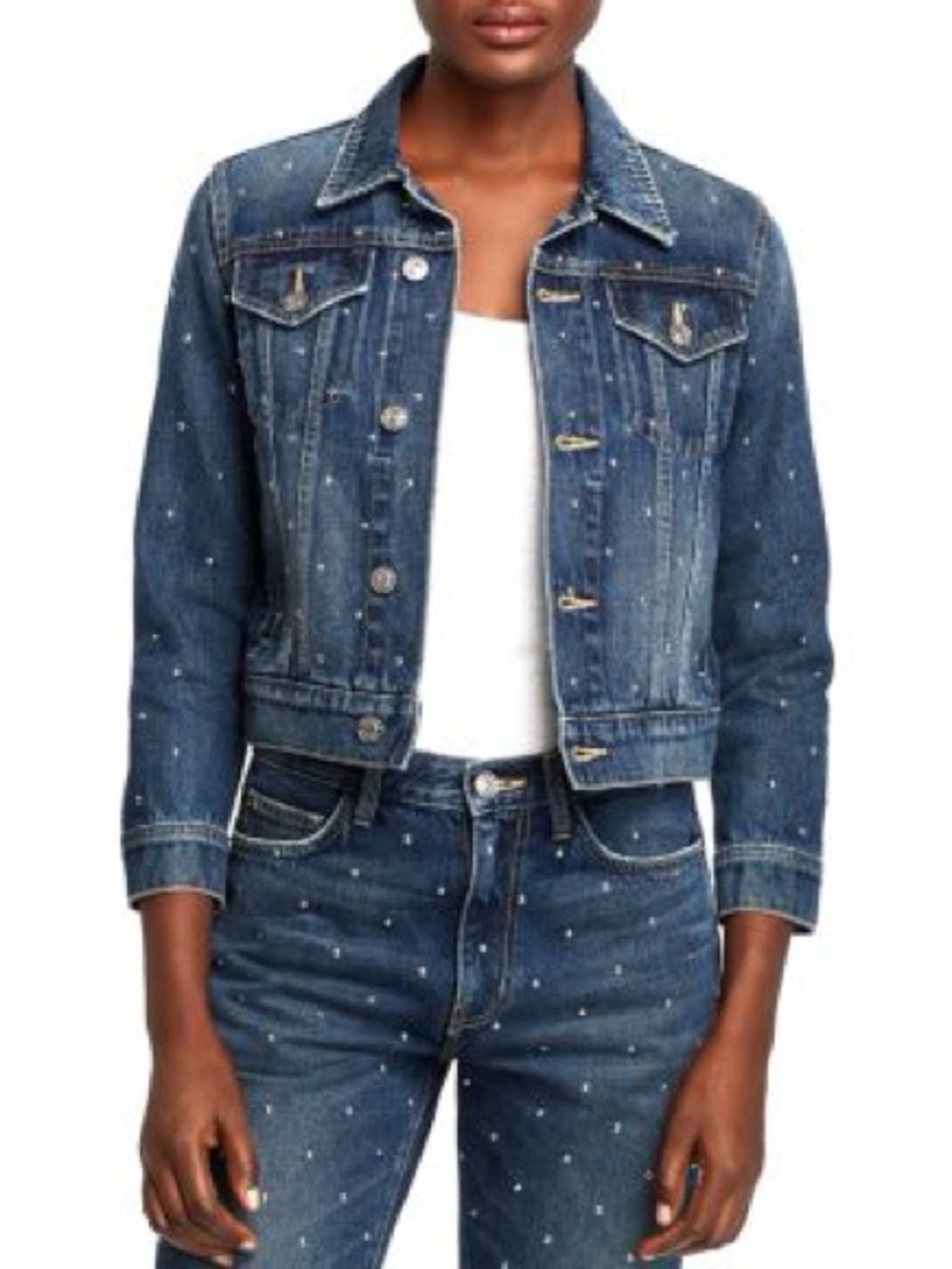 Current Elliot / Size 0 / XS / Studded Denim Trucker Jacket Like New worn 1-2X